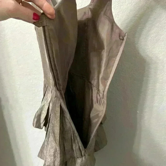 H&M Metallic Ruffle Mini Cocktail Dress Size 6 - Picture 4 of 5